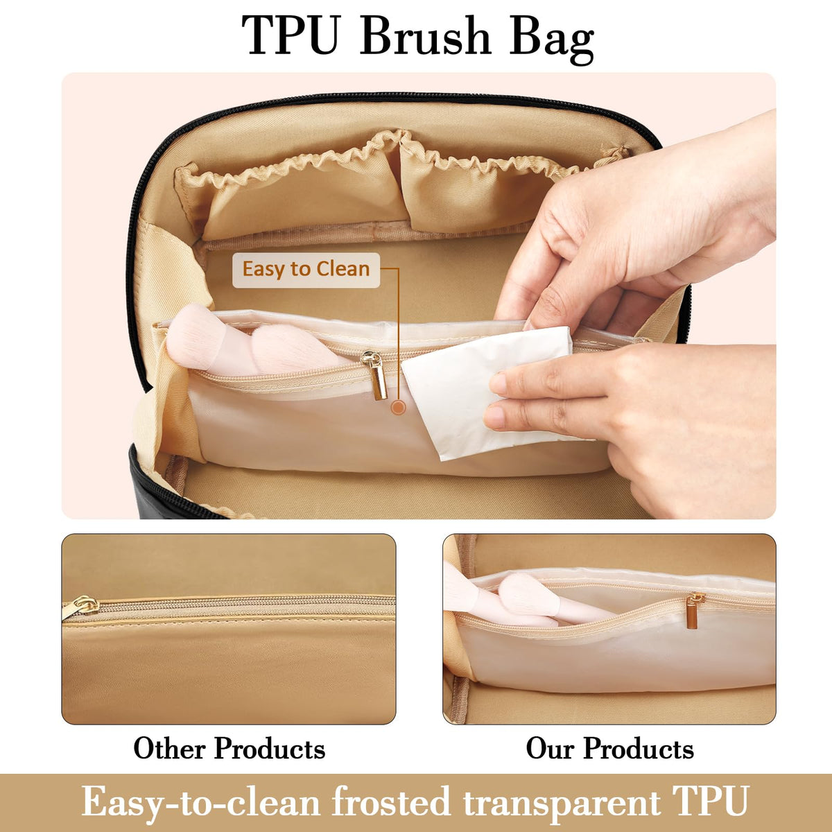 CLOUDWINGS Initial Makeup Bag lifestyle scene on vanity