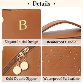 CLOUDWINGS Initial Makeup Bag made of waterproof PU leather