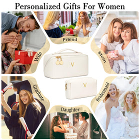 CLOUDWINGS Initial Makeup Bag open view showing compartments