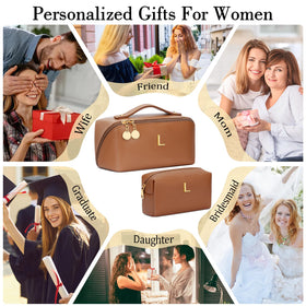 CLOUDWINGS Initial Makeup Bag opened showing spacious compartments