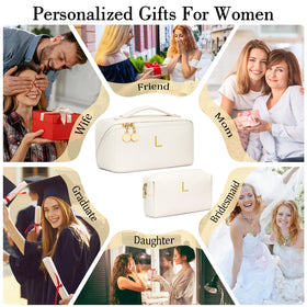CLOUDWINGS Initial Makeup Bag opened showing spacious compartments