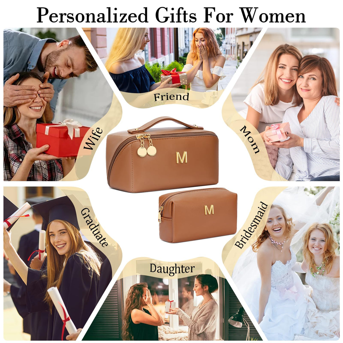 CLOUDWINGS Initial Makeup Bag opened showing spacious compartments