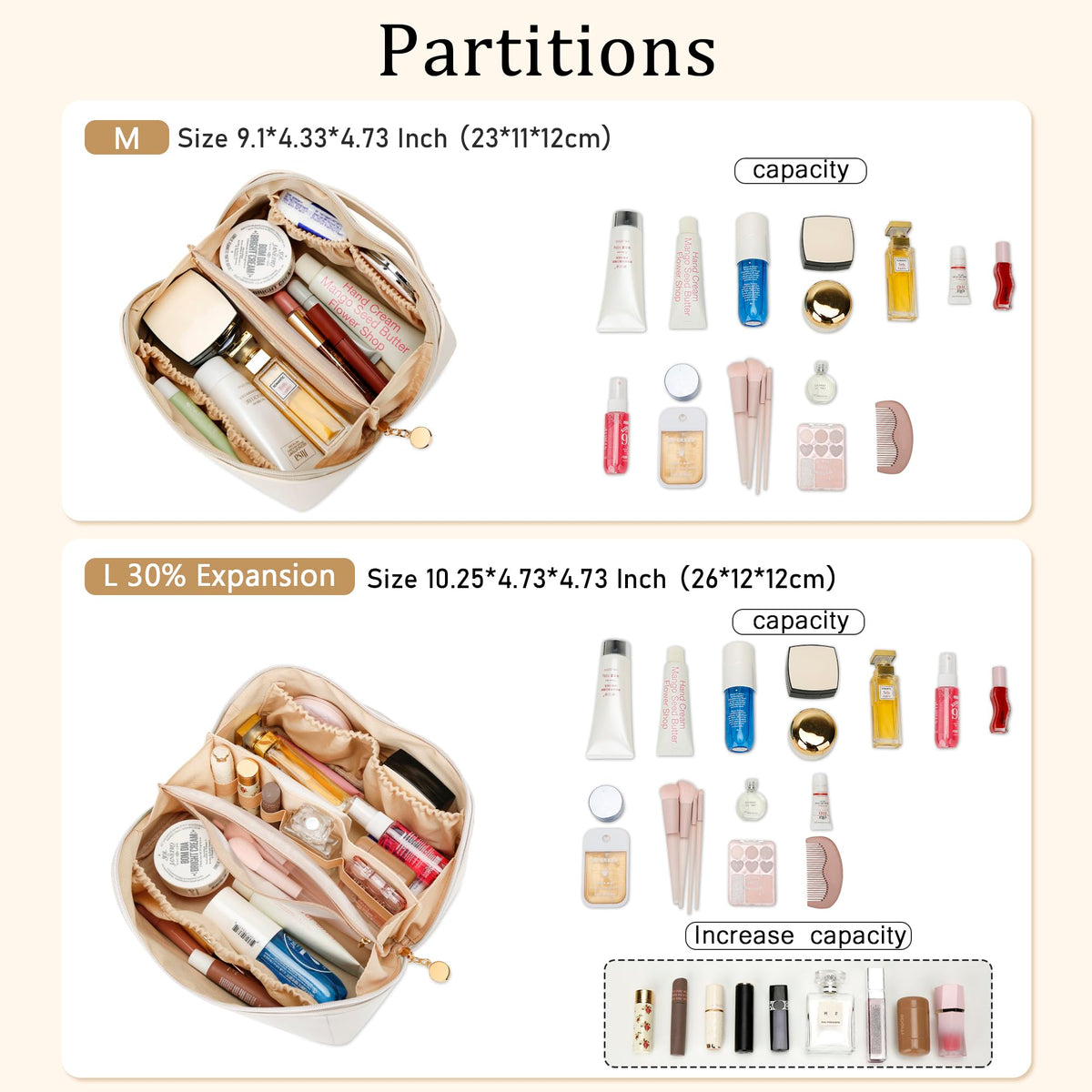 CLOUDWINGS Initial Makeup Bag Set flat design for easy access
