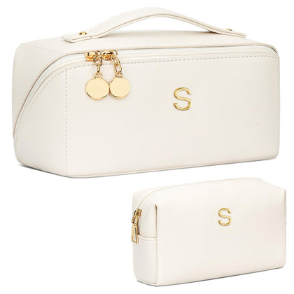 CLOUDWINGS Initial Makeup Bag Set front view with personalised initial