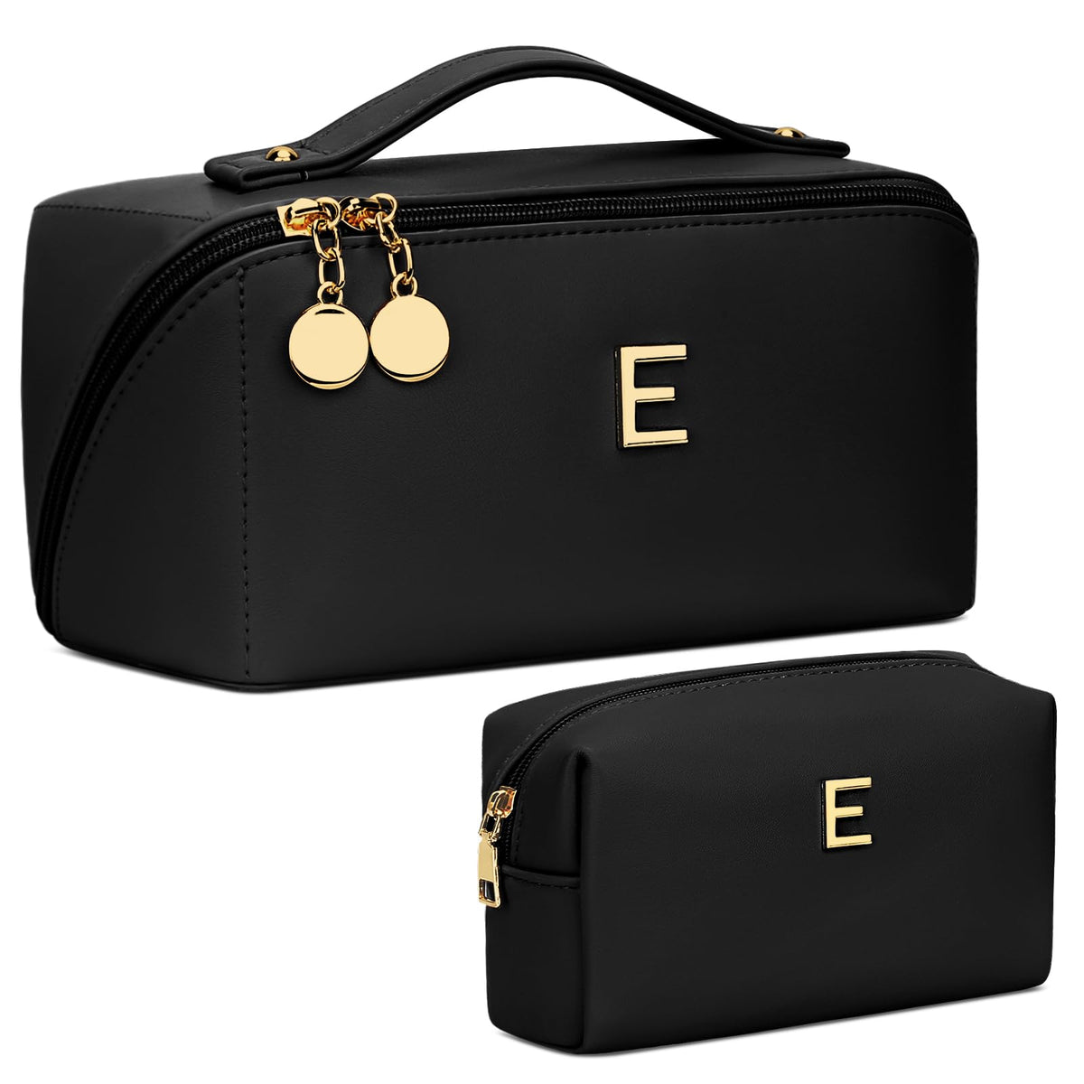 CLOUDWINGS Initial Makeup Bag Set front view with personalized initial