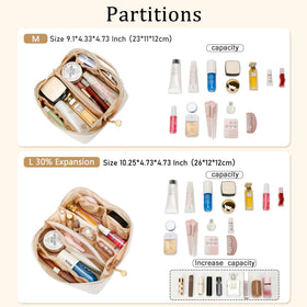CLOUDWINGS Initial Makeup Bag Set side view with gold-toned hardware