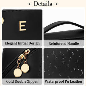 CLOUDWINGS Initial Makeup Bag Set side view with gold-toned hardware