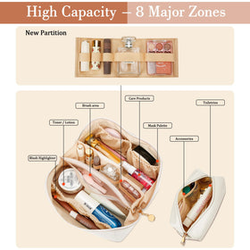 CLOUDWINGS Initial Makeup Bag Set with gold-toned hardware and zippers