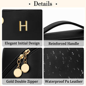 CLOUDWINGS Initial Makeup Bag Set with gold-toned hardware and zippers