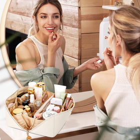 CLOUDWINGS Initial Makeup Bag Set with various cosmetics inside