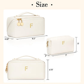 CLOUDWINGS Initial Makeup Bag showing 180-degree opening