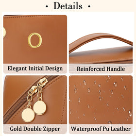 CLOUDWINGS Initial Makeup Bag side view with elastic pockets