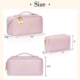 CLOUDWINGS Initial Makeup Bag side view with elastic pockets