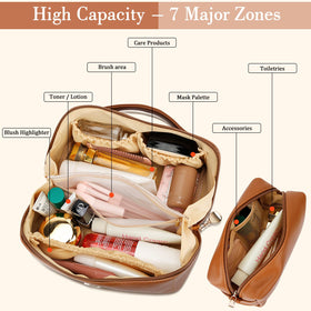CLOUDWINGS Initial Makeup Bag side view with gold-toned hardware