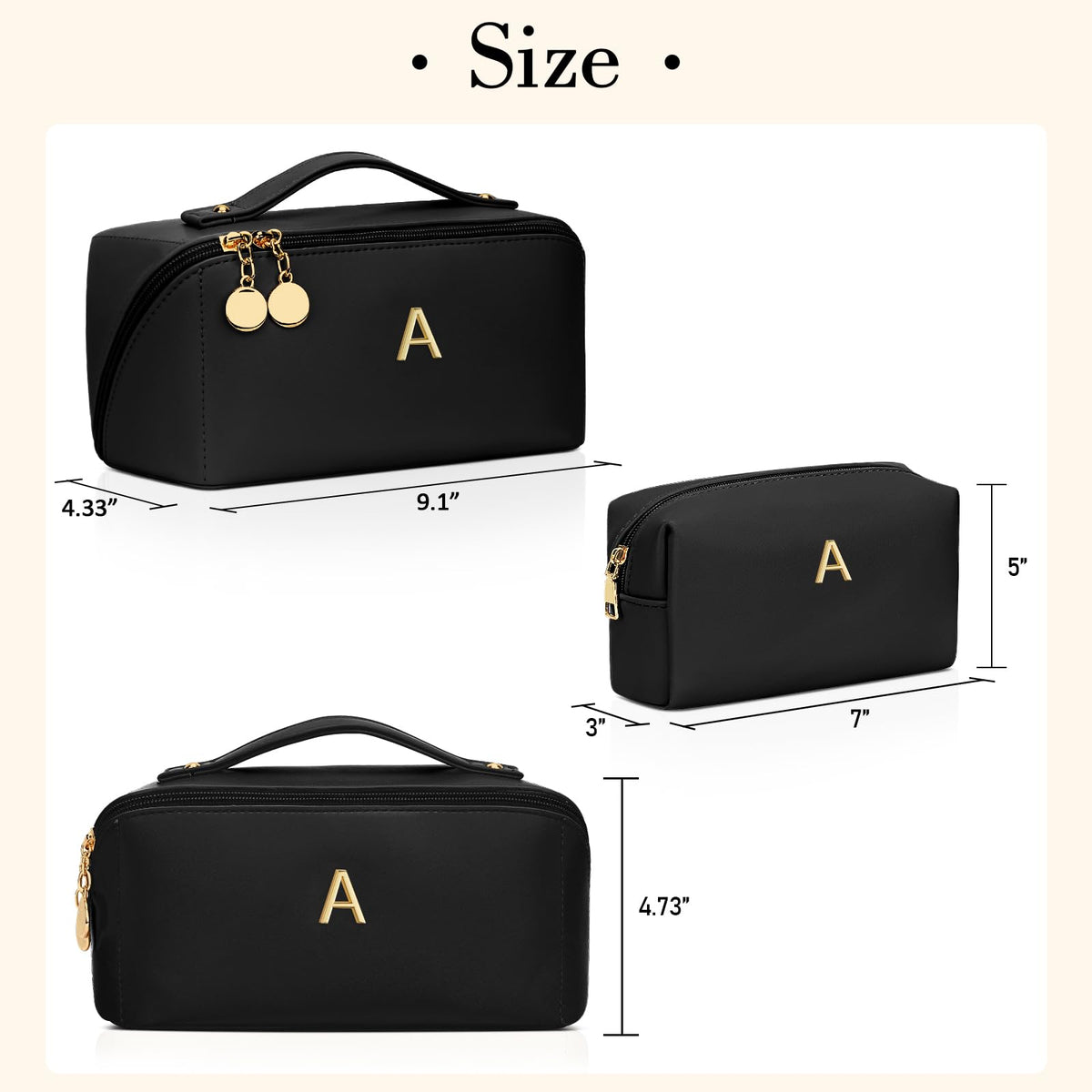 CLOUDWINGS Initial Makeup Bag small toiletry bag included