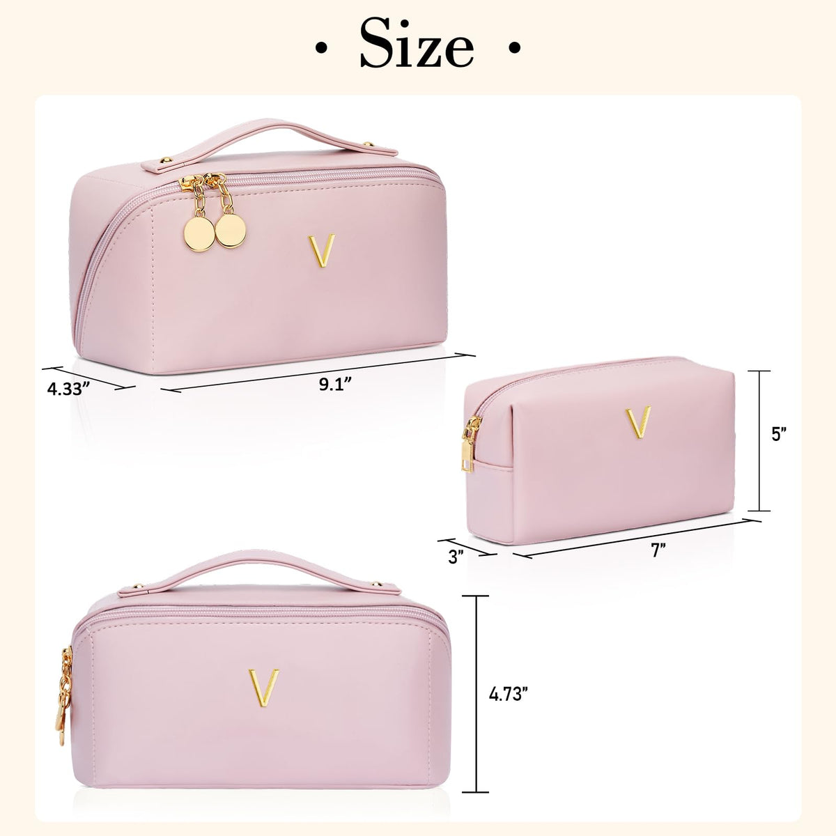 CLOUDWINGS Initial Makeup Bag with clear zippered pocket