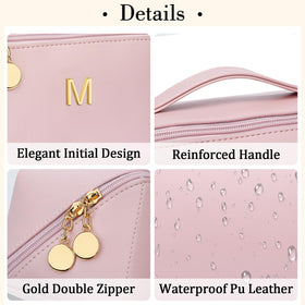 CLOUDWINGS Initial Makeup Bag with gold-toned hardware