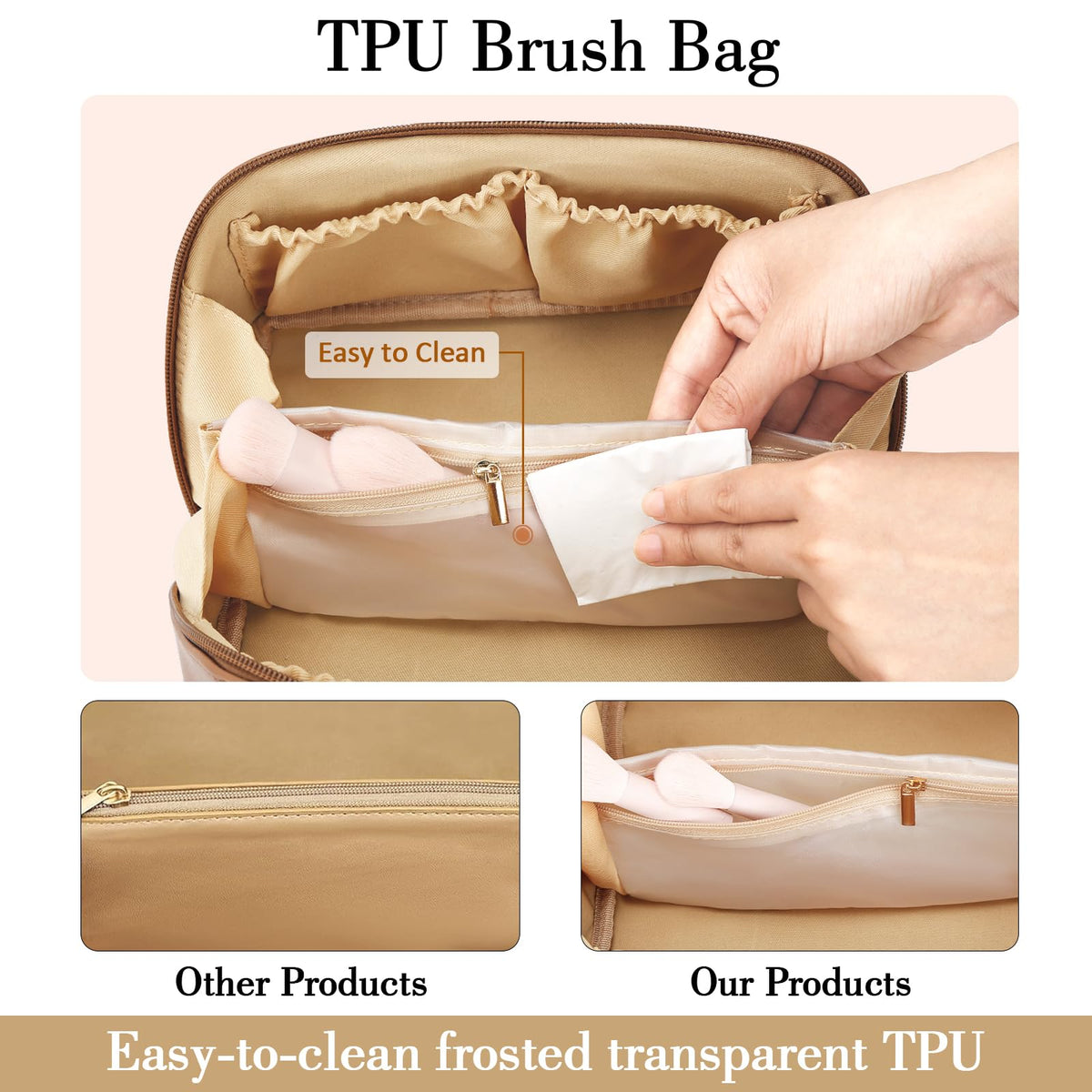 CLOUDWINGS Initial Makeup Bag with gold-toned hardware