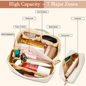 CLOUDWINGS Initial Makeup Bag with gold-toned hardware close-up