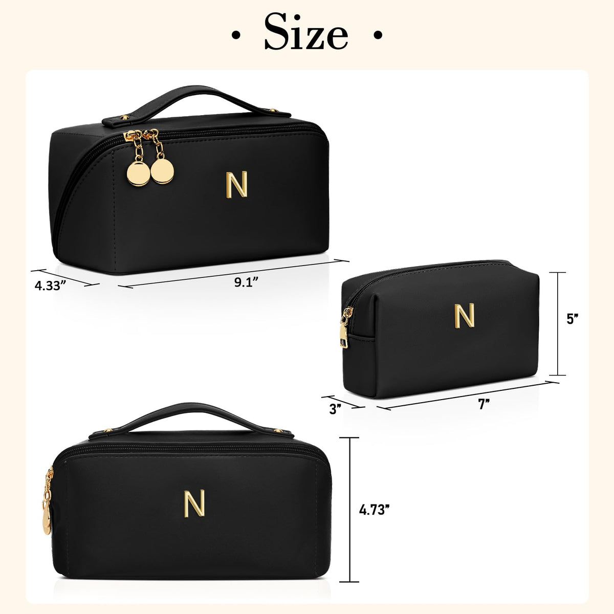 CLOUDWINGS Initial Makeup Bag with personalized initial detail