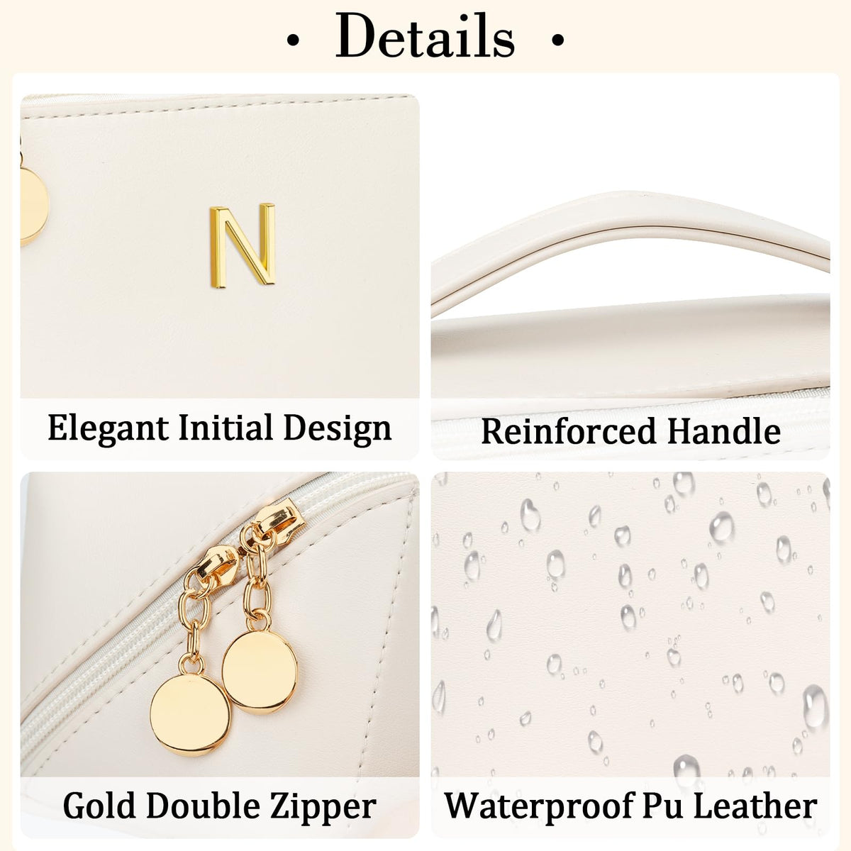 CLOUDWINGS Initial Makeup Bag with small toiletry bag included