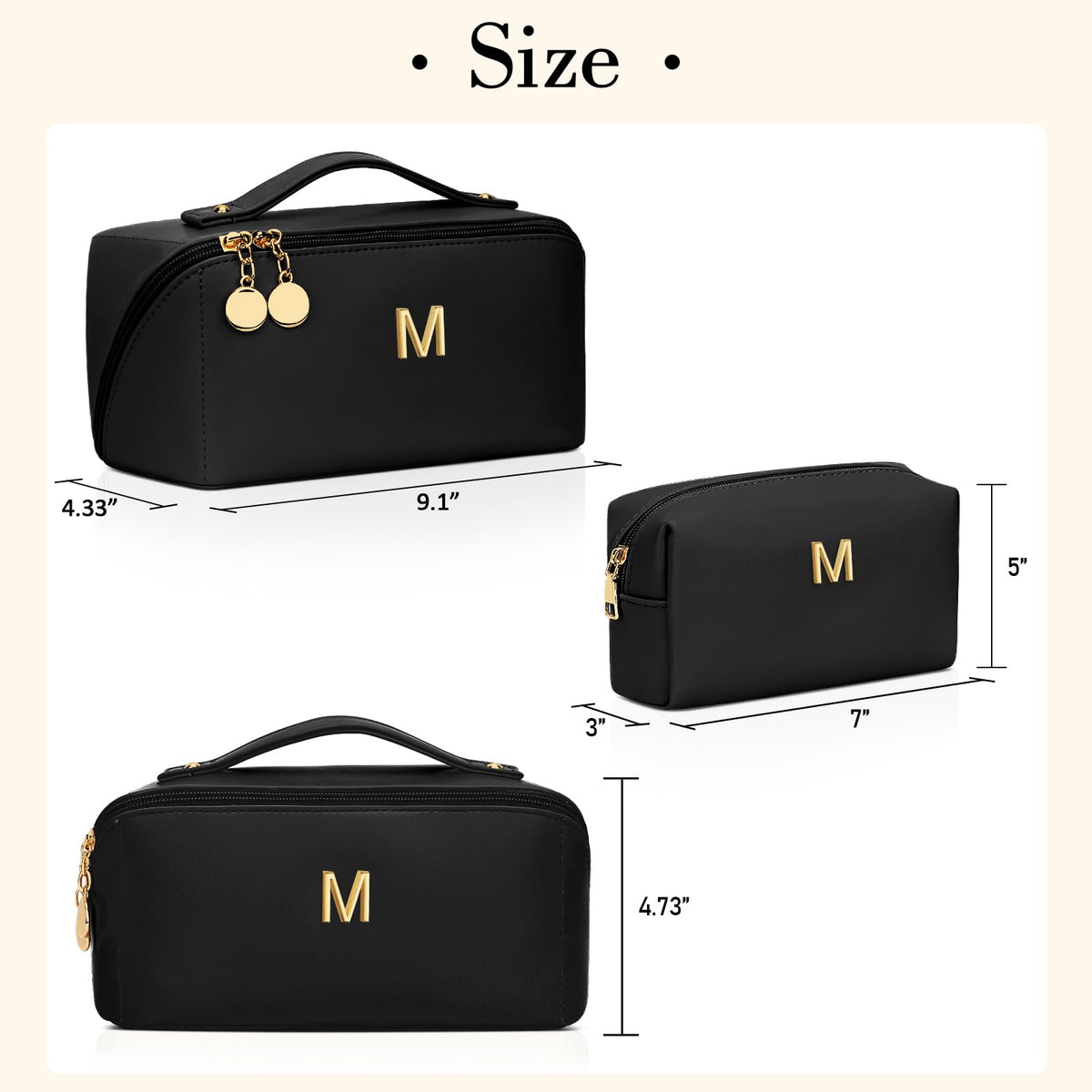 CLOUDWINGS Initial Makeup Bag with small toiletry bag included