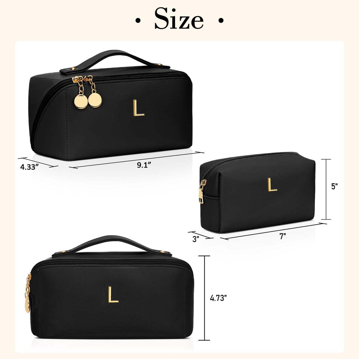 CLOUDWINGS Initial Makeup Bag with small toiletry bag included