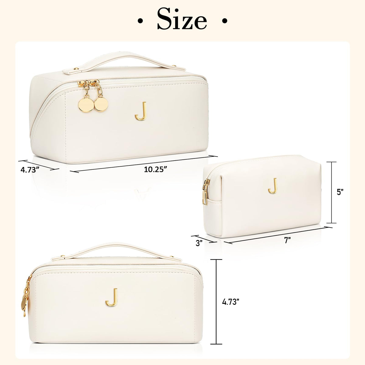 CLOUDWINGS Initial Makeup Bag with small toiletry bag included