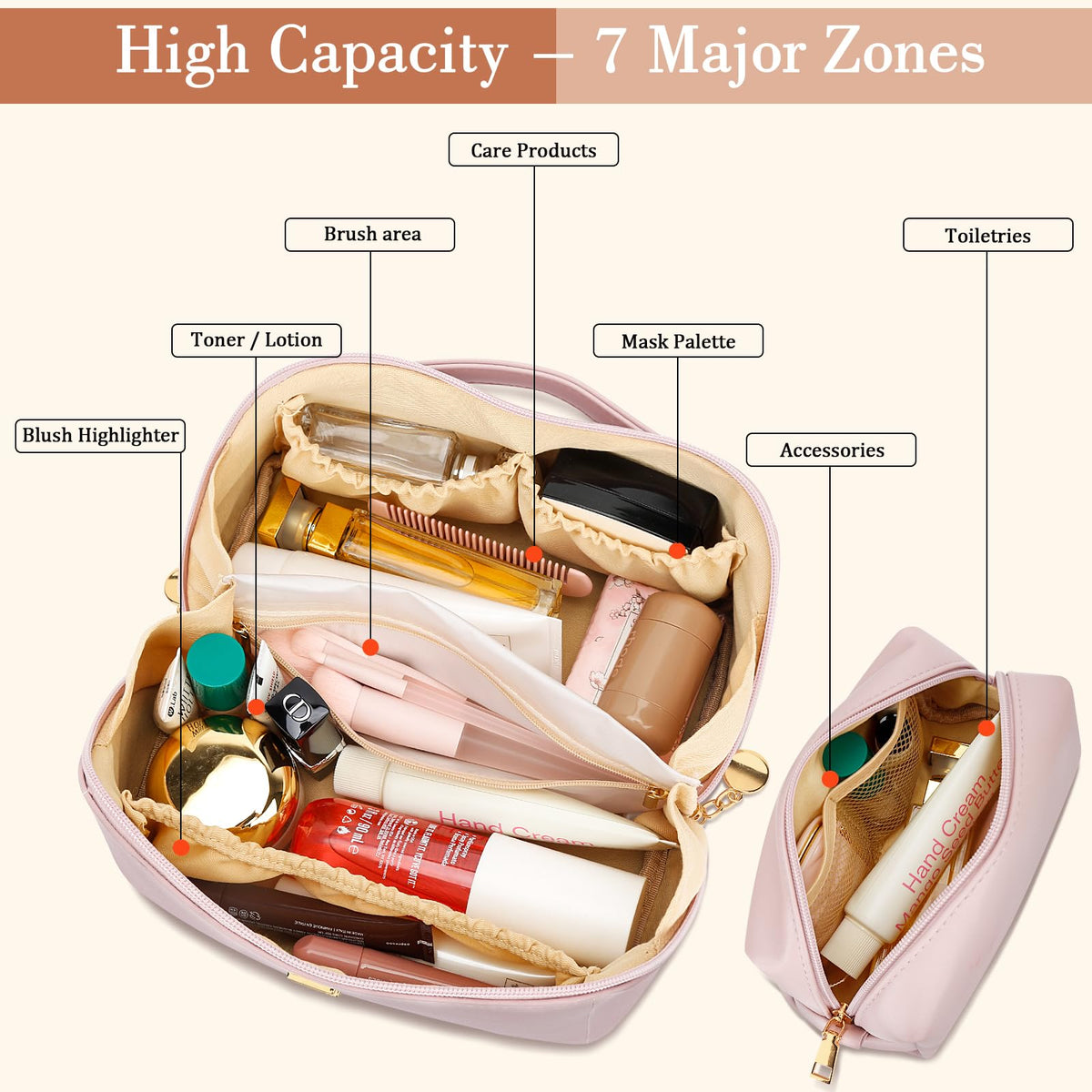 CLOUDWINGS makeup bag flat design for easy access