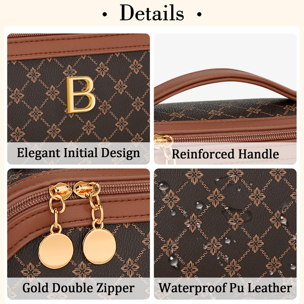 CLOUDWINGS makeup bag in stylish design with gold-toned hardware