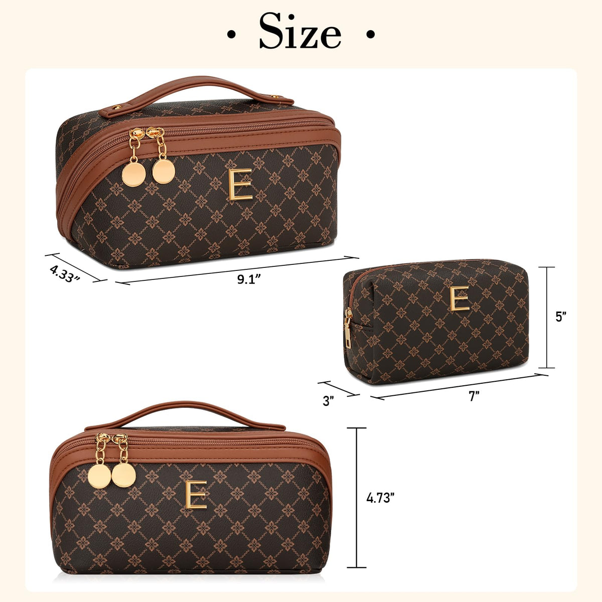 CLOUDWINGS makeup bag set with personalized initial display