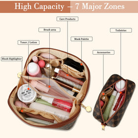 CLOUDWINGS makeup organizer with clear zippered pocket and compartments