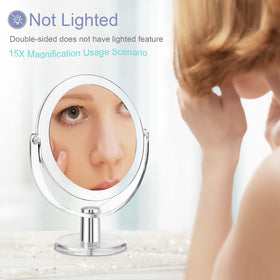 CLSEVXY Vanity Makeup Mirror showing 15X magnification detail