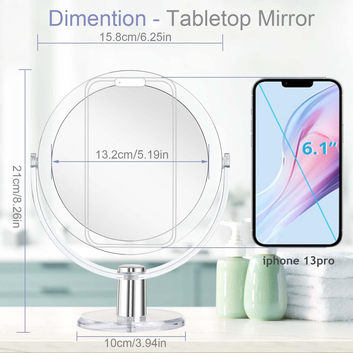 CLSEVXY Vanity Makeup Mirror with acrylic frame and glossy finish