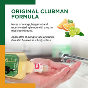 Clubman After Shave Lotion application on skin