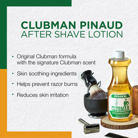 Clubman Pinaud After Shave Lotion application on skin