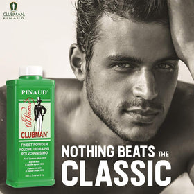 Clubman Pinaud Finest Powder 9 oz side view showing texture