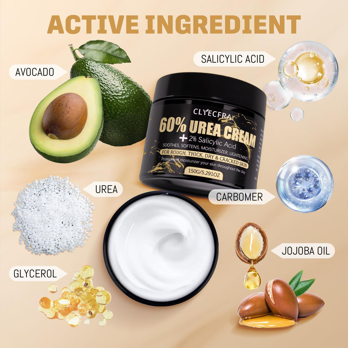 Clyecfra 60% Urea Cream 150g texture close-up