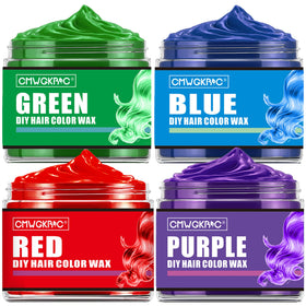 CMWGKBC Temporary Hair Colour Wax set with four colours: green, purple, blue, red