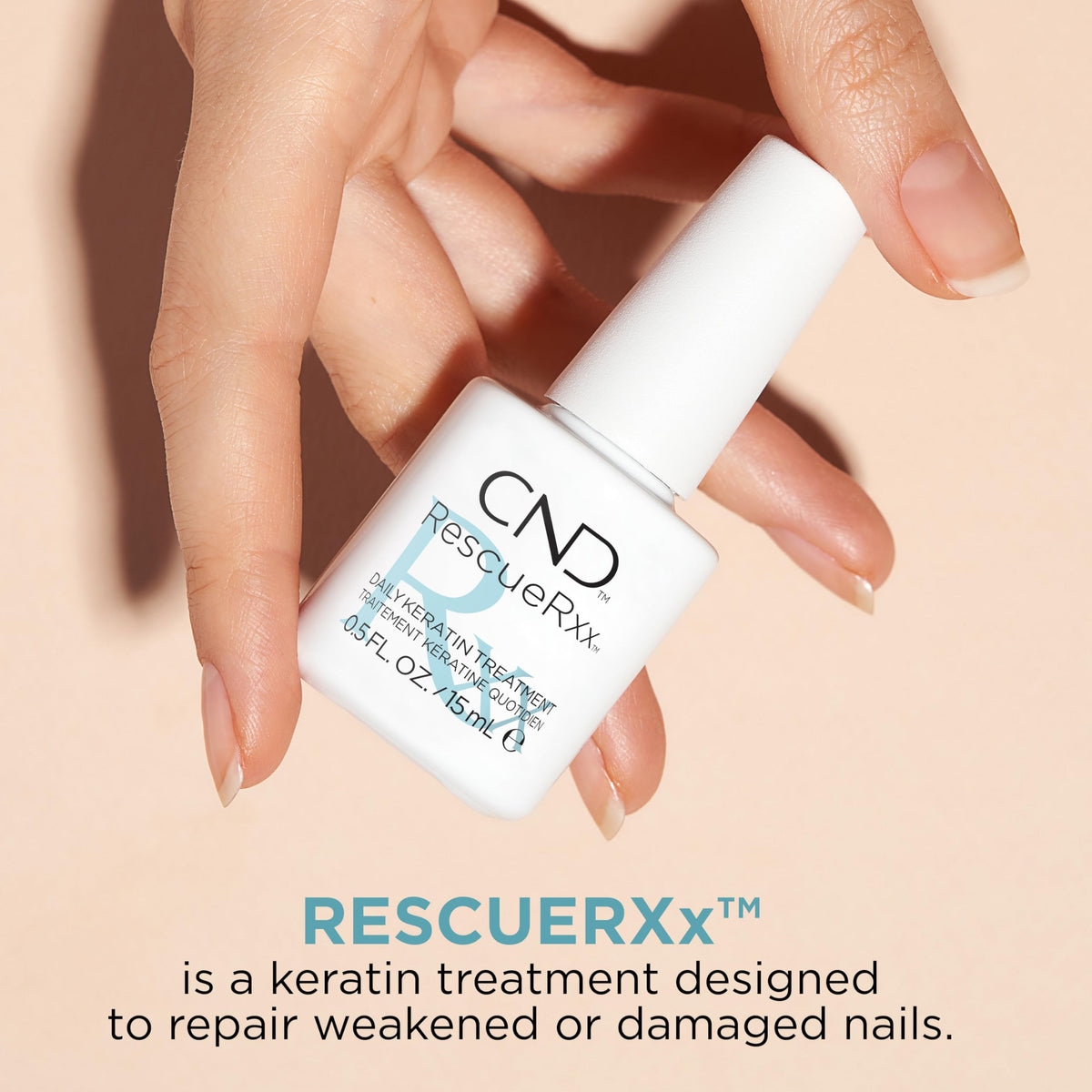 CND RescueRXx Daily Keratin Nail application on nails