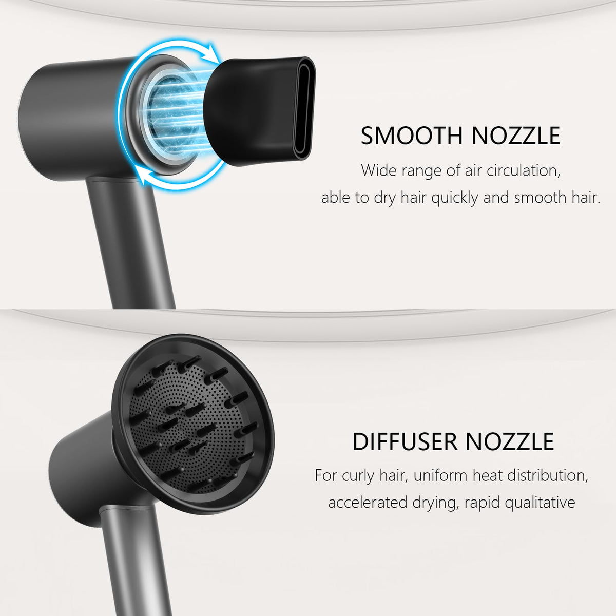 CNMSGM hair dryer showing lightweight design on a table