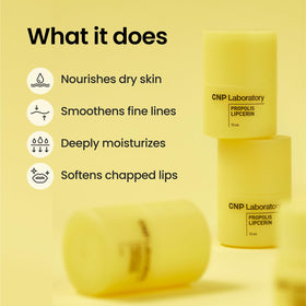 CNP Propolis Lipcerin™ side view showing applicator