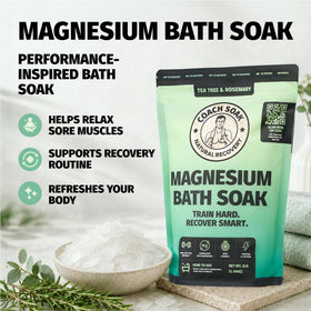 Coach Soak bath salts in a bowl with water and flowers