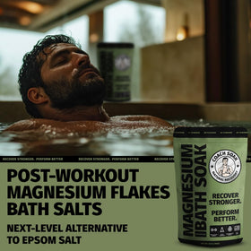 Coach Soak Magnesium Bath Soak displayed with essential oils