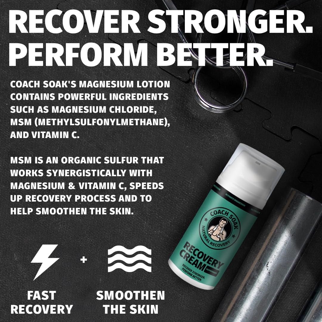 Coach Soak magnesium lotion being applied to skin