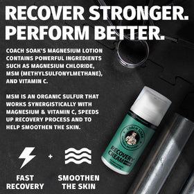 Coach Soak magnesium lotion being applied to skin