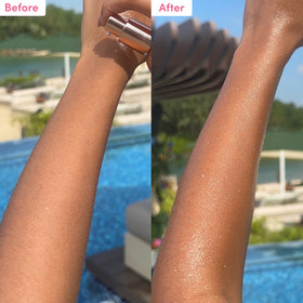 Coco & Eve Antioxidant Glow Shimmer Body Oil application on skin