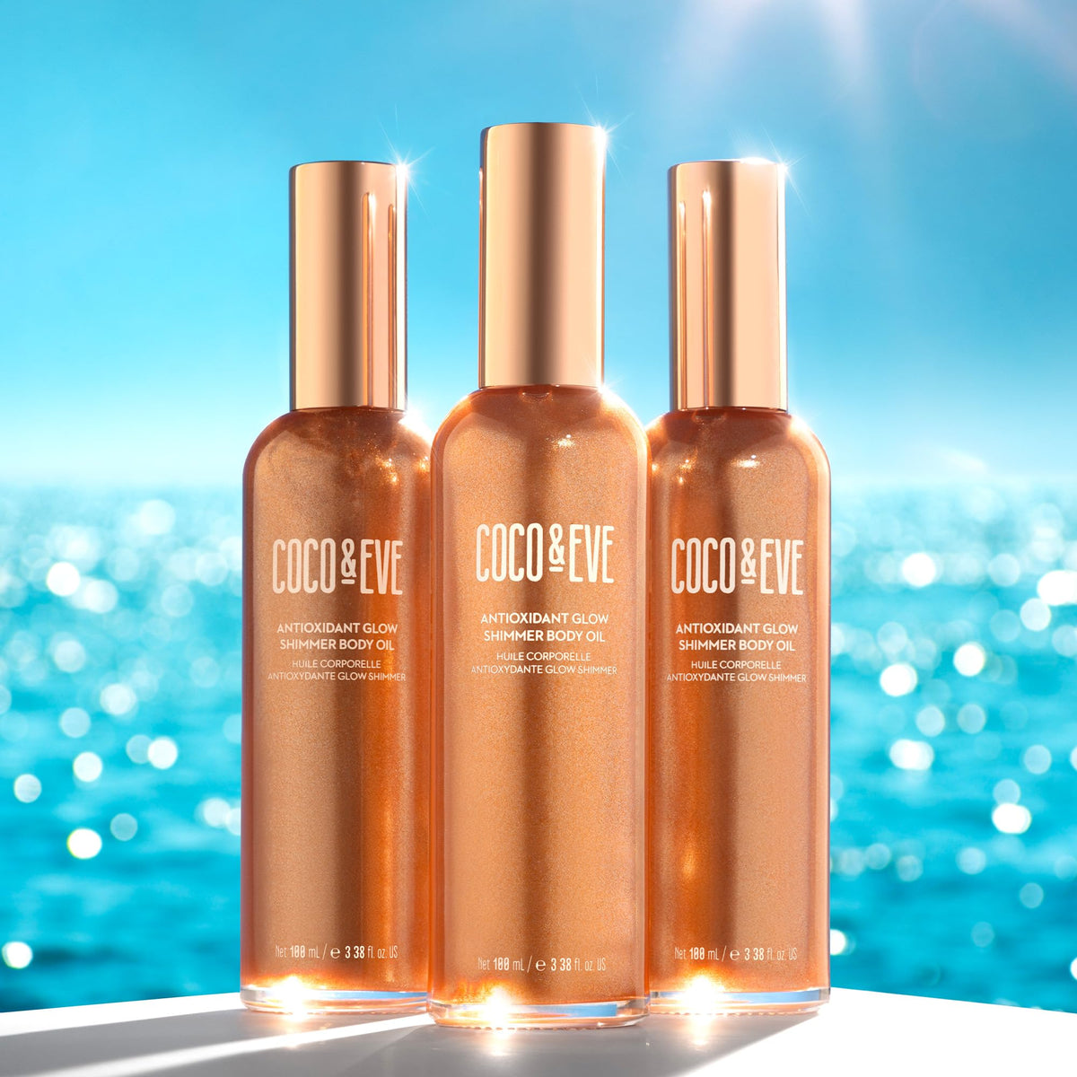 Coco & Eve Antioxidant Glow Shimmer Body Oil packaging