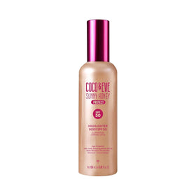Coco & Eve Body Highlighter SPF 50 front view with pearlescent finish