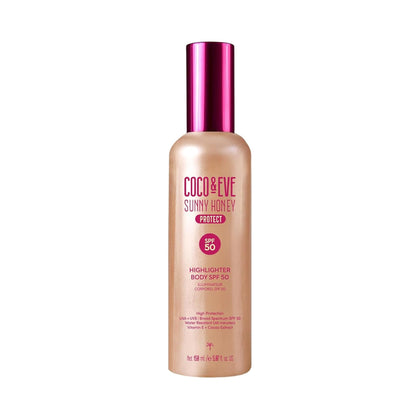 Coco & Eve Body Highlighter SPF 50 front view with pearlescent finish